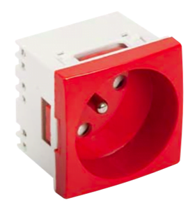 PRIZA SCHUKO CU IMPAMANTARE 45x45mm (2 module / BUILT IN BABY / ROSU)