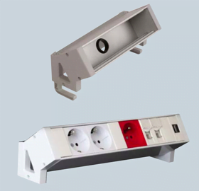 Caseta de aluminiu aplicata cu prindere tip menghina, capacitate 5 module, culoare Neagra - NEECHIPATA