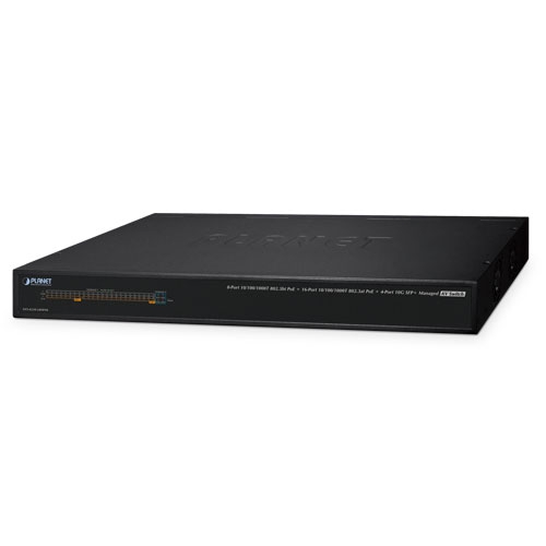 8-Port 10/100/1000T 802.3bt 95WPoE + 16-Port 10/100/1000T 802.3at PoE + 4-Port 10G SFP+ Managed AV Switch AVS-4210-24HP4X