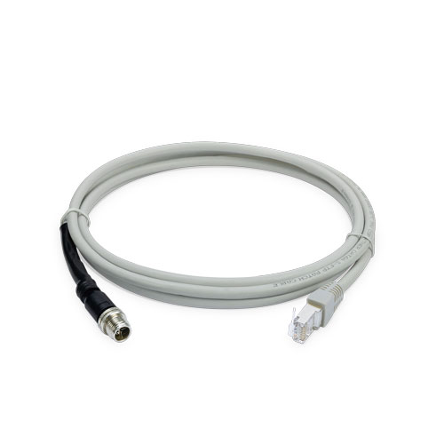 8-Pin X-Coded M12 Male to RJ45 Ethernet Cat 6A (10G) Cable, 2 meters