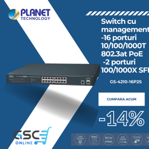 16-Port 10/100/1000T 802.3at PoE + 2-Port 100/1000X SFP Managed Switch GS-4210-16P2S