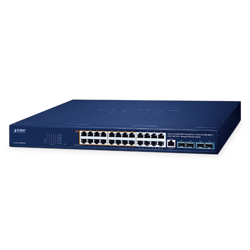 IPv6/IPv4, 16-Port 10/100/1000T 95W 802.3bt PoE + 8-Port 10/100/1000T + 4-Port 10G SFP+ Managed Switch GS-4210-16UP8T4X
