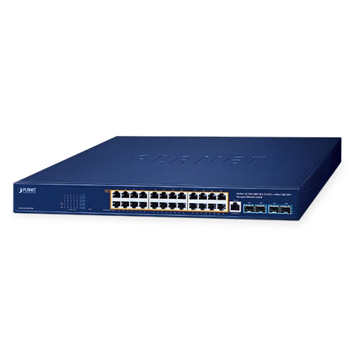 IPv6/IPv4, 24-Port 10/100/1000T 95W 802.3bt PoE + 4-Port 10G SFP+ Managed Switch GS-4210-24UP4X