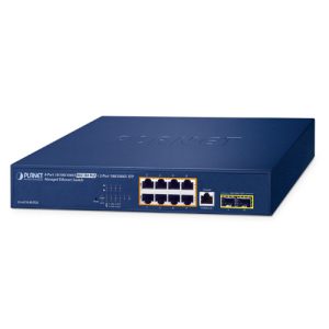 IPv6/IPv4, 8-Port 10/100/1000T 802.3bt 95W PoE + 2-Port 100/1000X SFP Managed Switch GS-4210-8UP2S