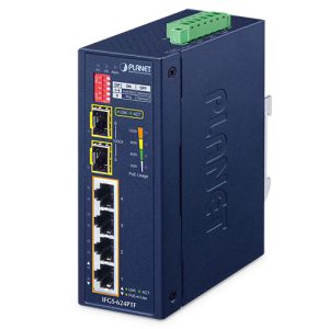 IP40 Industrial 4-Port 10/100BASE-TX 802.3at PoE + 2-Port 1000BASE-X SFP Ring Ethernet Switch IFGS-624PTF