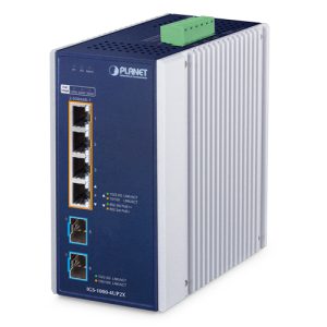 IP30 Industrial 4-Port 10/100/1000/2500T 802.3bt PoE + 2-Port 10G SFP+ Ethernet Switch IGS-1000-4UP2X