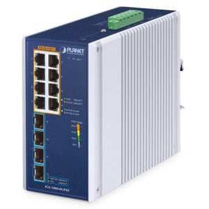 IP30 Industrial 8-Port 10/100/1000T 802.3bt PoE + 4-Port 10G SFP+ Ethernet Switch IGS-1000-8UP4X