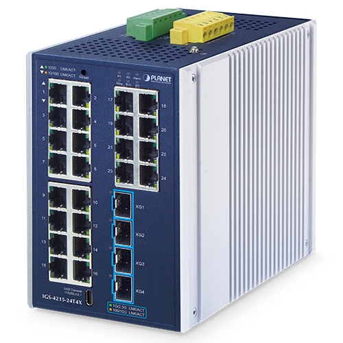 IP30 Industrial L2+ 24-Port 10/100/1000T + 4-Port 10G SFP+ Managed Switch IGS-4215-24T4X