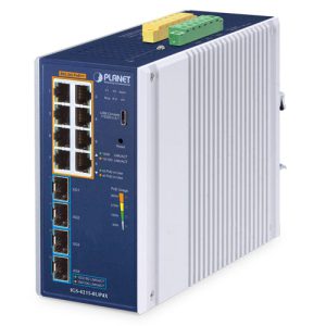 IP30 Industrial L2/L4 8-Port 10/100/1000T 802.3bt PoE + 4-Port 10G SFP+ Managed Switch IGS-4215-8UP4X