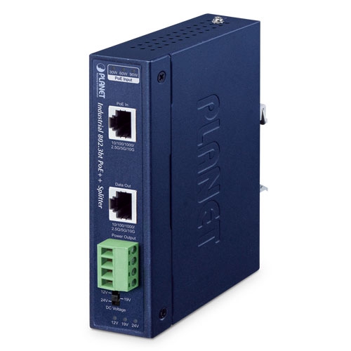 IP30, Industrial Single-Port 10Gbps 802.3bt PoE++ Splitter IPOE-176S