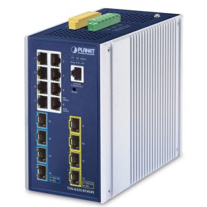 Planet IP30 DIN-rail Industrial L3 8-Port 10/100/1000T + 4-port 1G/2.5G SFP + 4-Port 10G SFP+ Managed TSN Switch