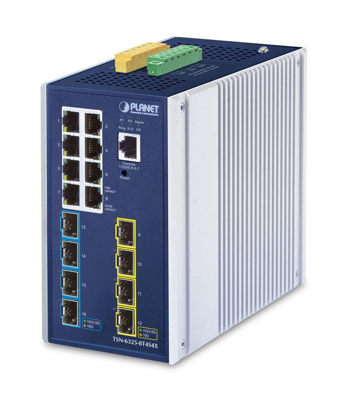 Planet IP30 DIN-rail Industrial L3 8-Port 10/100/1000T + 4-port 1G/2.5G SFP + 4-Port 10G SFP+ Managed TSN Switch