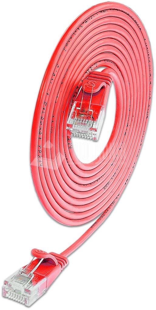 SLIM CAT6 Patchcords ROUND design - UTP unshielded - red