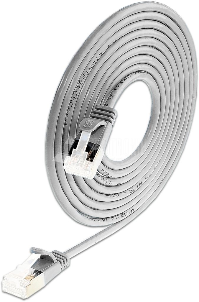 SLIM CAT6A Patchcords ROUND design - U/FTP shielded - grey