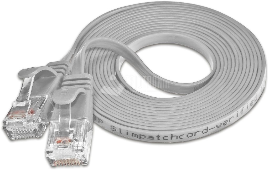 SLIM CAT6 Patchcords FLAT design - UTP unshielded - grey