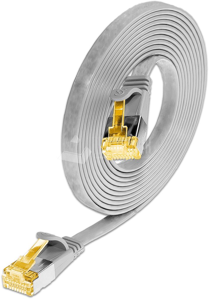 SLIM CAT6A Patchcords FLAT design - U/FTP shielded - grey