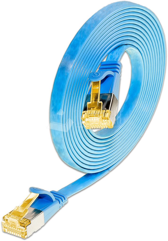 SLIM CAT6A Patchcords FLAT design - U/FTP shielded - blue