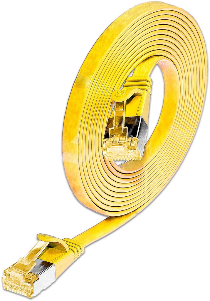 SLIM CAT6A Patchcords FLAT design - U/FTP shielded - yellow