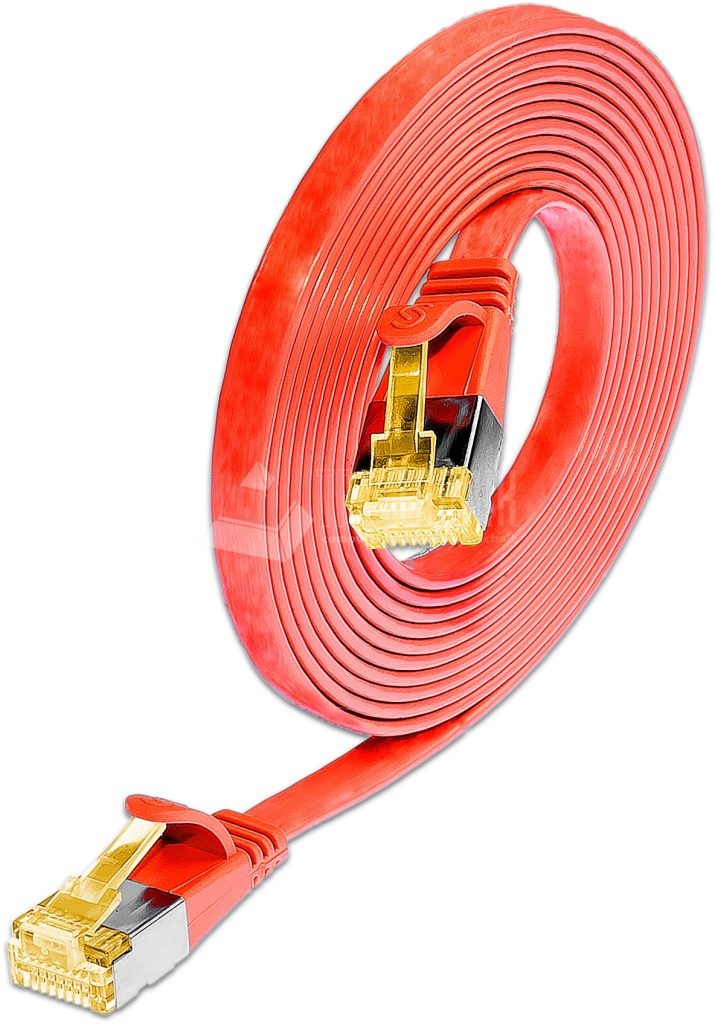SLIM CAT6A Patchcords FLAT design - U/FTP shielded - red