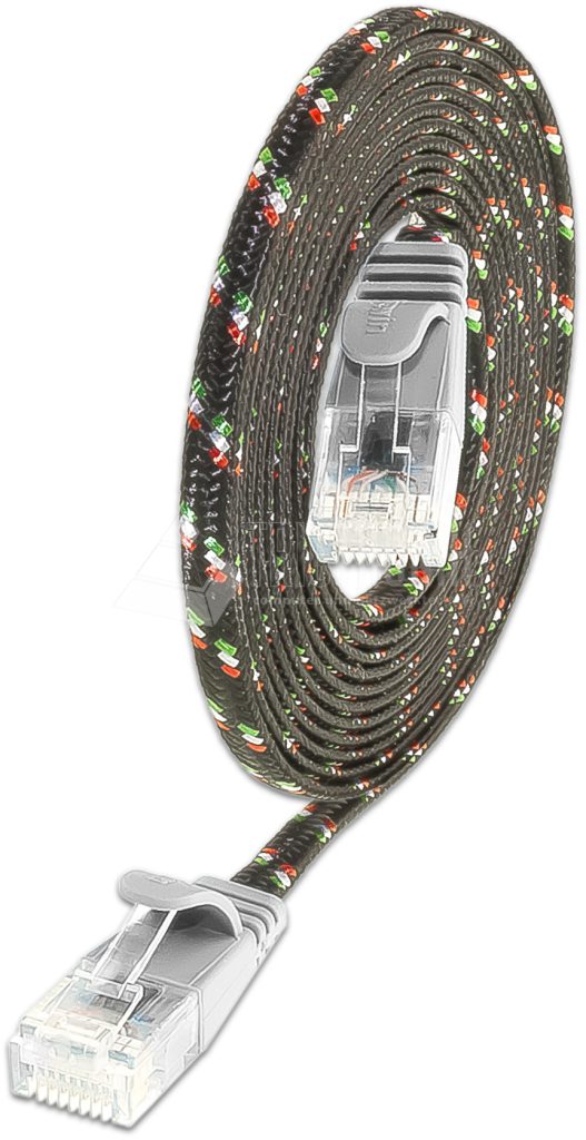 SLIM CAT6 Patchcords FLAT design with Nylon sheath- UTP - grey