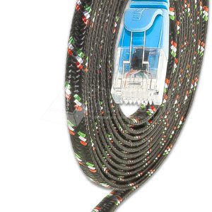 SLIM CAT6 Patchcords FLAT design with Nylon sheath- UTP - blue