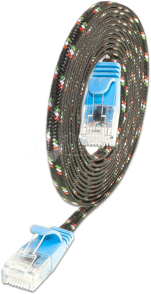 SLIM CAT6 Patchcords FLAT design with Nylon sheath- UTP - blue
