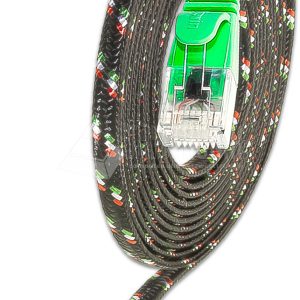 SLIM CAT6 Patchcords FLAT design with Nylon sheath- UTP - green