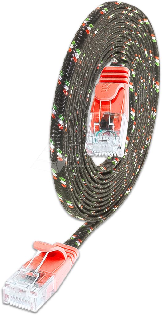 SLIM CAT6 Patchcords FLAT design with Nylon sheath- UTP - red