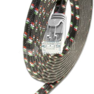 SLIM CAT6 Patchcords FLAT design with Nylon sheath- F/FTP - grey