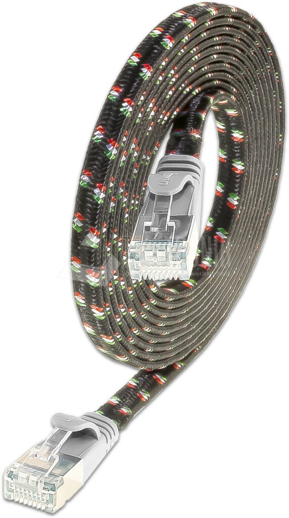 SLIM CAT6 Patchcords FLAT design with Nylon sheath- F/FTP - grey