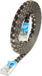 SLIM CAT6 Patchcords FLAT design with Nylon sheath- F/FTP - blue