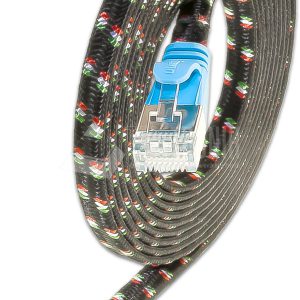 SLIM CAT6 Patchcords FLAT design with Nylon sheath- F/FTP - blue