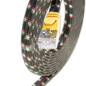 SLIM CAT6 Patchcords FLAT design with Nylon sheath- F/FTP - yellow