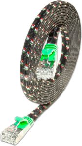 SLIM CAT6 Patchcords FLAT design with Nylon sheath- F/FTP - green