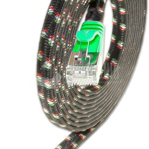 SLIM CAT6 Patchcords FLAT design with Nylon sheath- F/FTP - green