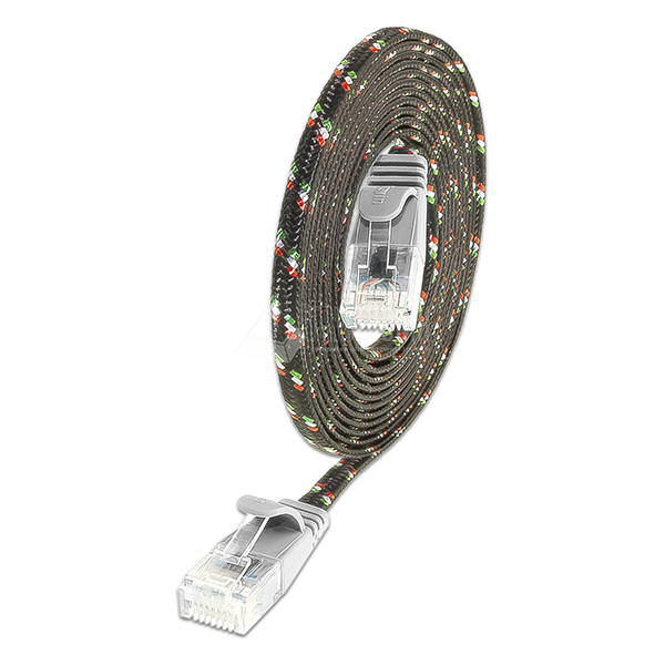 SLIM CAT6 Patchcords FLAT design with Nylon sheath- UTP - grey