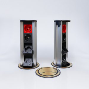 Coloana de aluminiu incastrabila, tip POP UP, capacitate 6 module, culoare Neagra - NEECHIPATA