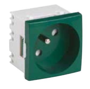 PRIZA SCHUKO CU PIN (UPS) 45x45mm (2 module / BUILT IN BABY / VERDE)