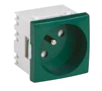 PRIZA SCHUKO CU PIN (UPS) 45x45mm (2 module / BUILT IN BABY / VERDE)