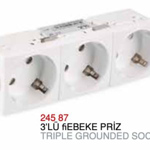 PRIZA SCHUKO CU IMPAMANTARE TRIPLA 135x45mm (4 module / BUILT IN BABY / ALBA)