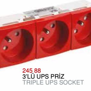 PRIZA SCHUKO CU PIN (UPS) TRIPLA 135x45mm (4 module / BUILT IN BABY / ROSU)