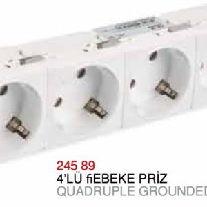 PRIZA SCHUKO CU IMPAMANTARE CVADRUPLA 180x45mm (4 module / BUILT IN BABY / ALBA)