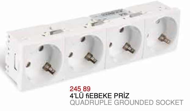 PRIZA SCHUKO CU IMPAMANTARE CVADRUPLA 180x45mm (4 module / BUILT IN BABY / ALBA)
