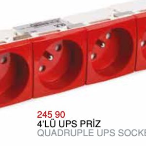 PRIZA SCHUKO CU PIN (UPS) CVADRUPLA 180x45mm (4 module / BUILT IN BABY / ROSU)