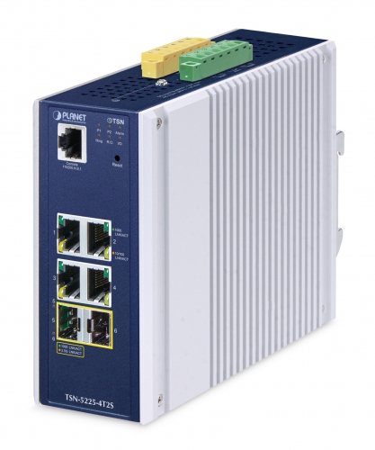 IP30 DIN-rail Industrial L2+ 4-Port 10/100/1000T + 2-Port 1G/2.5G SFP Managed TSN Switch TSN-5225-4T2S