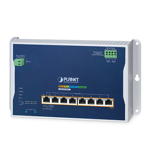 IP30, IPv6/IPv4, L2+ 8-Port 10/100/1000T 802.3at PoE + 2-Port 10G SFP+ Wall-mount Managed Switch WGS-4215-8P2X