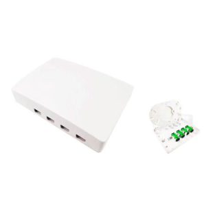 Wall outlet box BKT FTTH-4SX, 150x110x34mm (width/depth/height), 4xSCsx/LCdx, plastic, not equipped, white