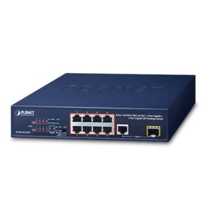 8-Port 10/100TX 802.3at PoE + 1-Port 10/100/1000T + 1-Port 100/1000X SFP Desktop Switch (120 watts) FGSD-1011HP