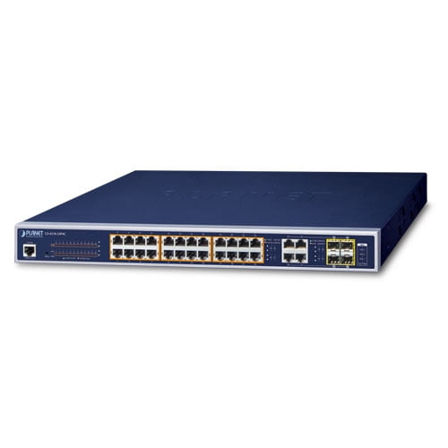 24-Port 10/100/1000T 802.3at PoE + 4-Port Gigabit TP/SFP Combo Managed Switch GS-4210-24PL4C