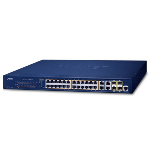 24-Port 10/100/1000T 802.3at PoE + 4-Port Gigabit TP/SFP Combo Managed Switch GS-4210-24P4C